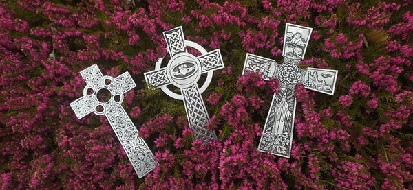 Irish Pewter silver coloured metal Celtic Cross 