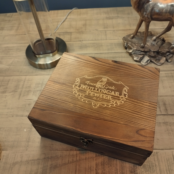 Mullingar Pewter Cut Whiskey Crystal Glass  Gift Presentation set.