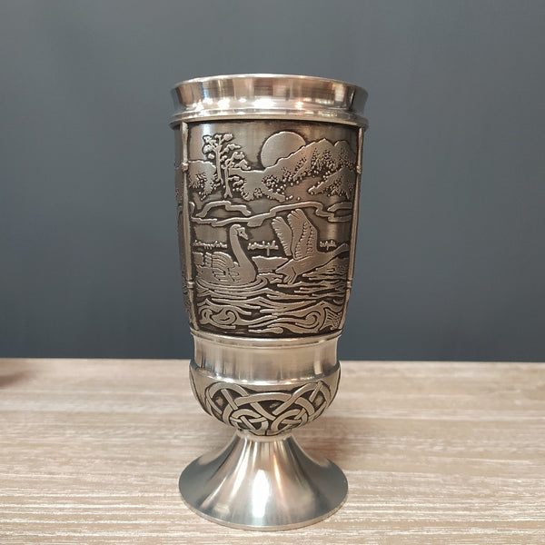 Silver colour pewter goblet with the legend of the Children of Lir