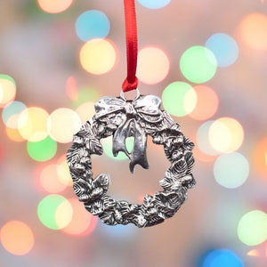Wreath Christmas Tree ornament made from Pewter metal