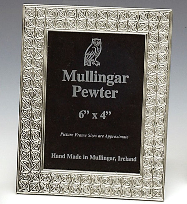 4 X 6 CELTIC PICTURE FRAME PEWTER METAL SILVER FINISH. Made in Ireland. Great home coming gift, engagement gift all in celtic design.