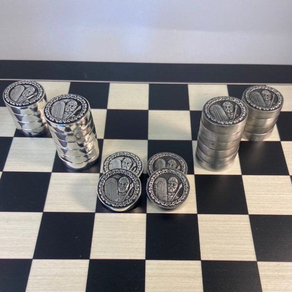 PEWTER SILVER CHESS DRAUGHTS CELTIC IRISH IRELAND SILVER METAL ZINN ÉTAIN PELTRO