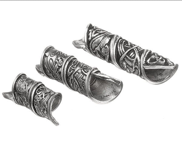 Hair beads are great for anyone with long hair. They make a lovely decoration when knotted with the hair. can also be used as beard beads. Pewter, silver Celtic design. Handmade in Ireland