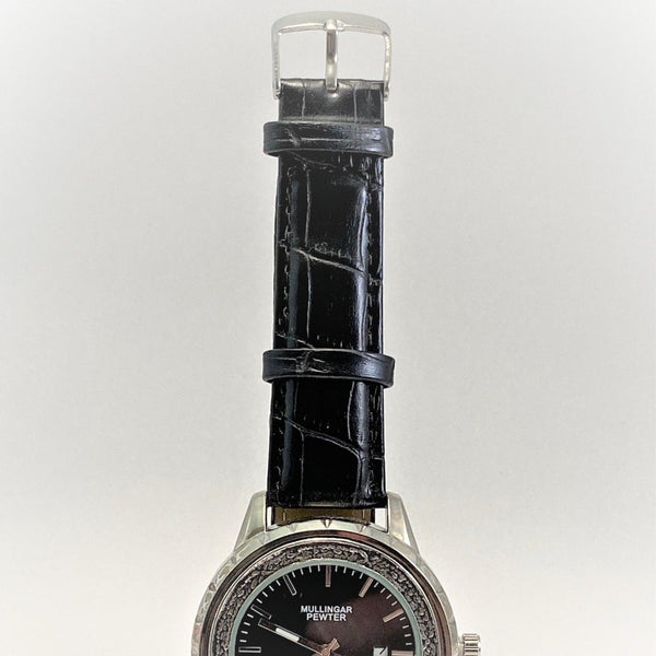 Mens wrist wtach in generic acorn design and silver polished finish.