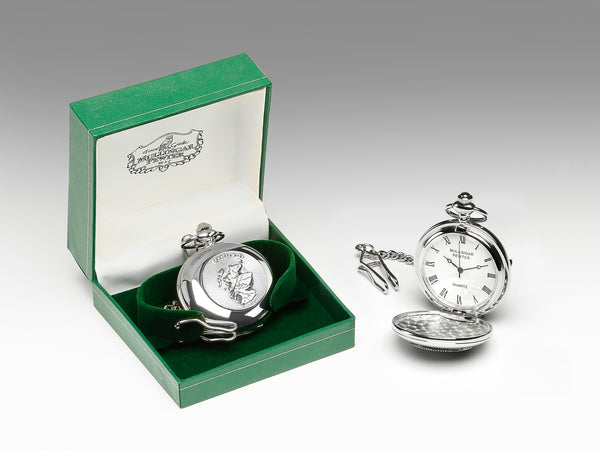 GENTS QUARTZ POCKET WATCH PEWTER silver finish. Map of Scotland