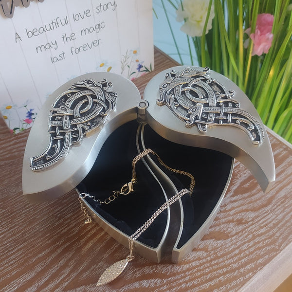 Heart shaped celtic motif  Jewellery box.