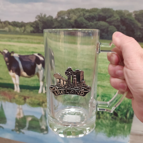 Mullingar Pewter Glass Beer Tankard in presentation box.