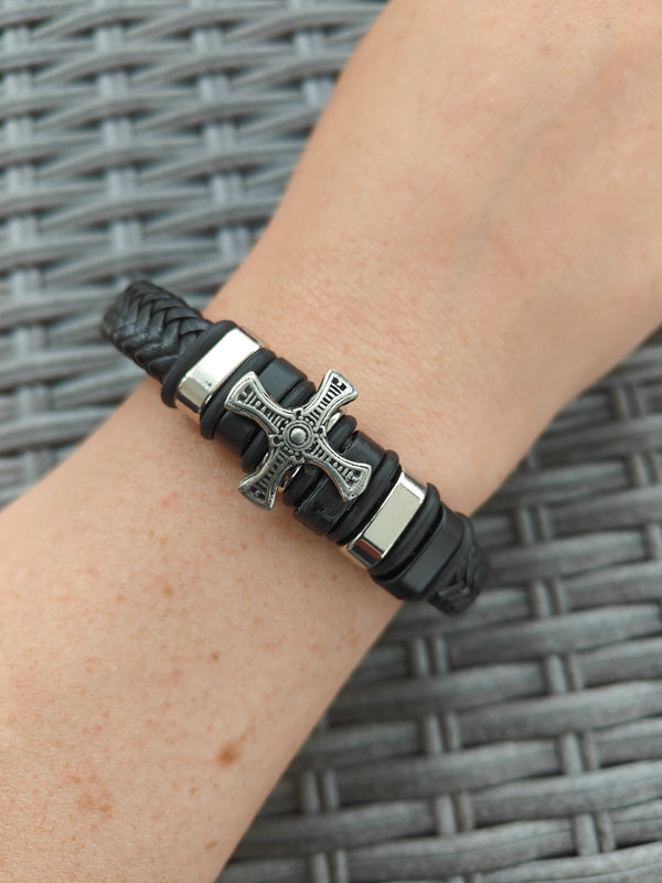 Bracelets for Men with Pewter cross 2 design