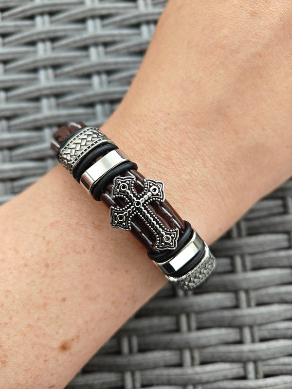 Bracelets for Men with Pewter cross design