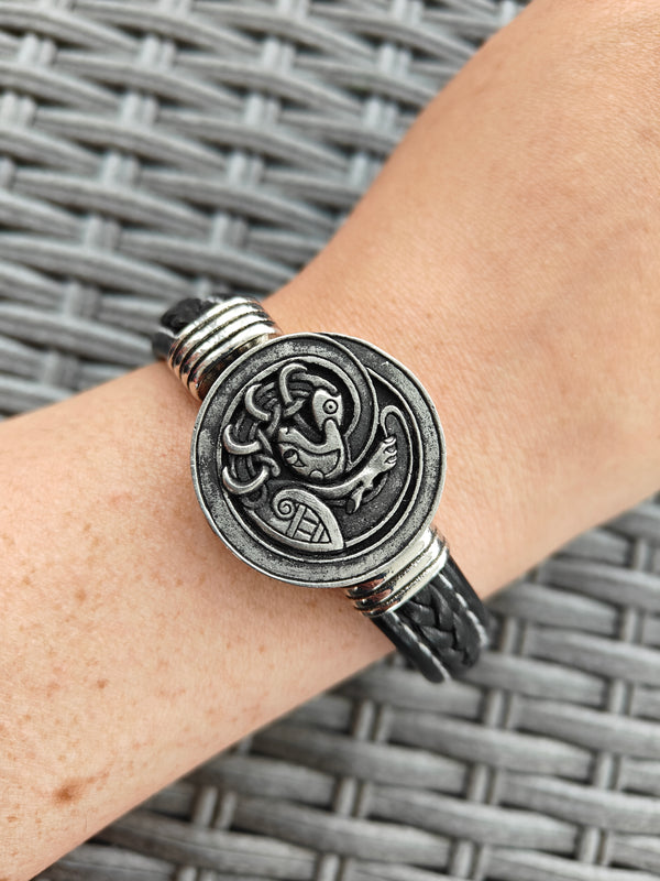 Bracelets for Men with Pewter kells serpent and bird design