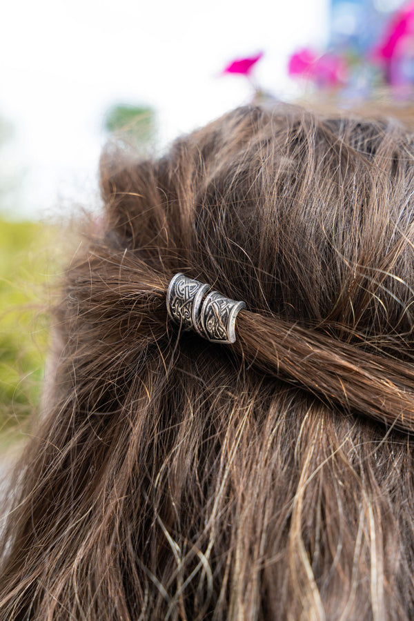 Irish Pewter Hair/Beard Beads in Celtic Design. (Set of 3)