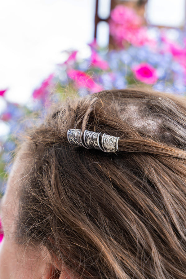Irish Pewter Hair/Beard Beads in Celtic Design. (Set of 3)