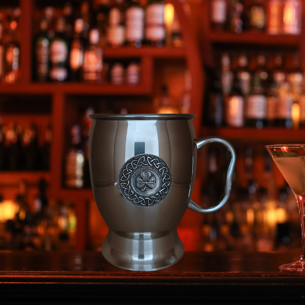 Silver Tankard with pewter Shamrock and Trinity design