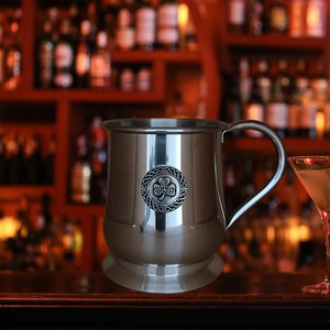 Silver Tankard with pewter Shamrock and Trinity design