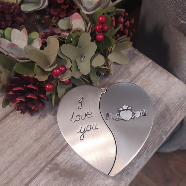 Heart Shaped Pewter Jewellery Box "I Love You"