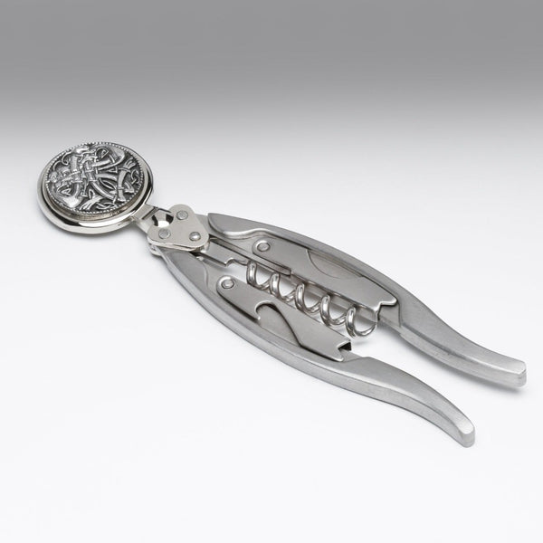 CORKSCREW IN A CELTIC PEWTER DESIGN FROM THE CELTIC MANUSCRIPTS OF OLD IRELAND. THE CORK SCREW IS STRONG AND ELEGANT AND 5" IN LENGHT. MADE IN IRELAND BY MULLINGAR PEWTER.