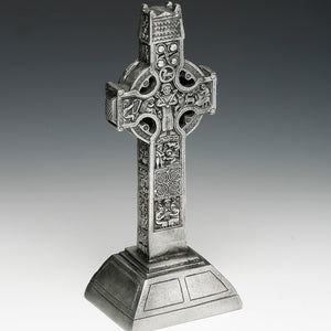 THE DURROW HIGH CROSS REPLICA MADE IN PEWTER METAL. The cross stands at over 3 meters and can be found in Durrow, Co. Offaly in Ireland. we have copied every detail of the cross as it is in our 7" tall replica.. The cross dates back to the 8th century. It is one of Irelands finest examples of High Cross.