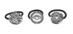 CELTIC, CLADDAGH AND SPIRAL DESIGNED BOBBLES. PEWTER METAL IN SILVER FINISH .IRELAND ÉTAIN ZINN PELTRO