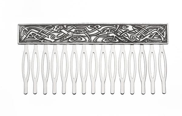 CELTIC HAIR COMB MADE OF PEWTER METAL WITH SILVER FINISH. Great as a thank you gift. beautiful Celtic design. 3" long with1 1/2" comb