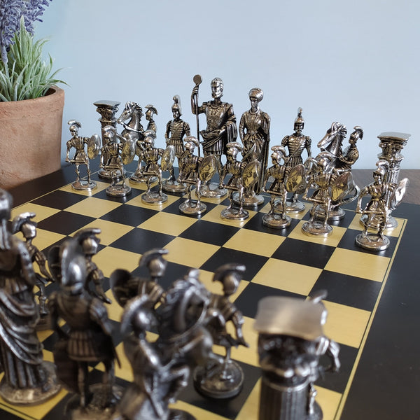 Roman Chess set handmade from the finest Mullingar Pewter