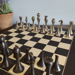 Modern and Contemporary chess set made from Mullingar Pewter