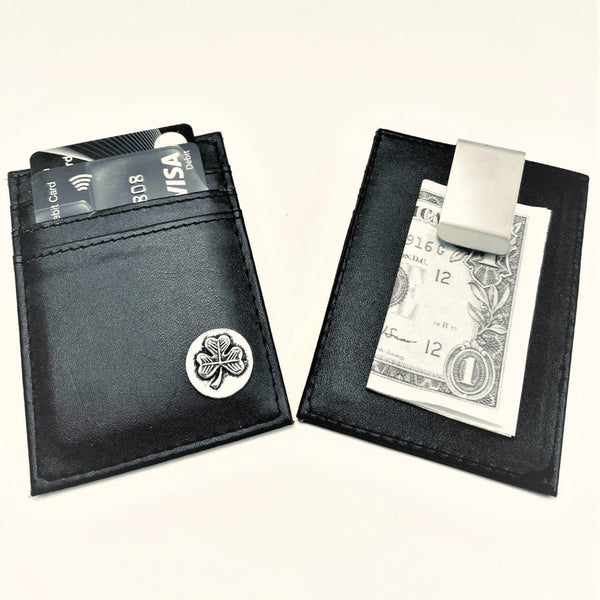 MONEY CLIP AND CREDITCARD HOLDER SHAMROCK DESIGN. You have to be Irish with this little wallet. The shamrock is just the item to show who you are and where you are from.