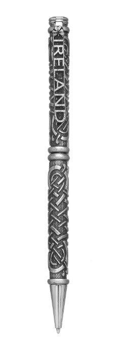 CELTIC DESIGN PEWTER PEN. The knotwork is that of Celtic entwined design as seen in Irish manuscripts and  high crosses. Made in Ireland