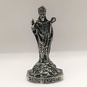 miniature statue of St Patrick the patron saint of Ireland made from Pewter in Mullingar